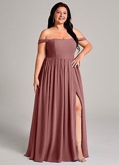 Azazie Calianna Bridesmaid Dresses Desert Rose A-Line Off the Shoulder Chiffon Convertible Dress image13