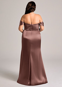 Azazie Saige Brudtärnklänningar Klä av Tubklänning i Metallisk satin Av axeln Espresso Konvertibel image10