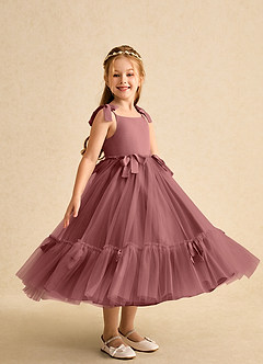 Azazie Jaci Flower Girl Dresses Amethyst A-Line Spaghetti Strap Chiffon Dress image2