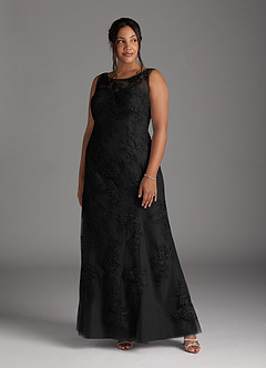 Azazie Whilhelmina vestidos de madre de la novia Vestido de Negro de Gasa de Sirena con Encaje image10