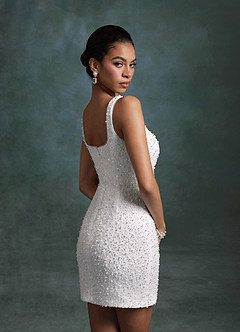 Azazie Gianna Wedding Dresses Diamond White Sheath Square Neckline Beading Dress image9