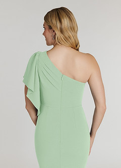 Azazie Pia Mère de la mariée Robes Robe Sirène en Crêpe Élastique Plissée Vert Sauge image6