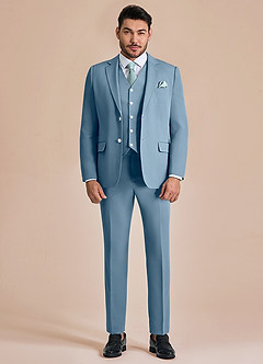 front James Light Blue Structured Stretch 3-piece suit