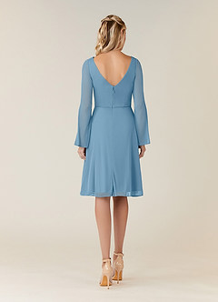 Azazie Teraso Mother of the Bride Dresses Steel Blue A-Line Pleated Mesh Dress image9