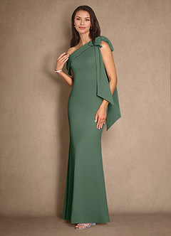 Azazie Myers Mother of the Bride Dresses Eucalyptus Mermaid Pleated Stretch Crepe Dress image4