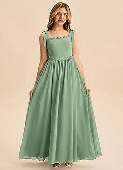 Azazie Delia Junior Abito A-Line in Chiffon Fiocco Matcha image3