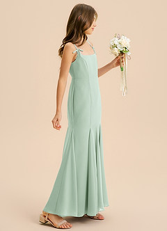 Azazie Evey Junior Vestido de Agave de Gasa de Corte Sirena con Plisado image5