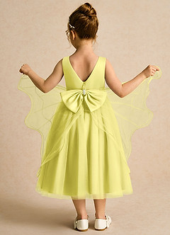 Azazie Pear Flower Girl Dresses Canary Ball-Gown Bow Tulle Dress image3