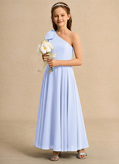 Azazie Guppy Girls Formal Flower Girl Dresses Lavender A-Line One Shoulder Chiffon Dress image6