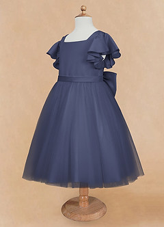 Azazie Kaeya Flower Girl Dresses Stormy A-Line Bow Tulle Dress image7