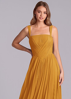 Azazie Mina Jurken voor bruidsmeisjes Jurk van Chiffon met A-Lijn Geplooid Boterbabbelaar image2