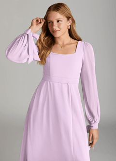 Azazie Leonia Junior Frosted Lilac A-Line with Pockets Chiffon Dress image5