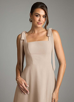 Azazie Debra Bridesmaid Dresses Taupe A-Line with Pockets Chiffon Convertible Dress image2