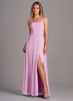 Azazie Carolyn Bridesmaid Dresses Candy Pink A-Line Pleated Chiffon Dress image1