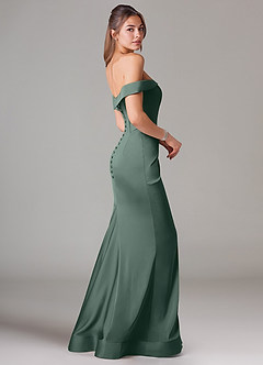 Azazie Everly Bridesmaid Dresses Sea Moss Mermaid Off the Shoulder Stretch Satin Convertible Dress image4