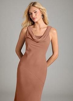 Azazie Rylina Vestidos de damas de honor Vestido de Bronceador de Gasa de Corte Sirena con Plisado image3