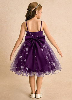 Azazie Junebug Blumenmädchenkleider Ballkleid Spaghetti Riemen Tüll Kleid Traube image1