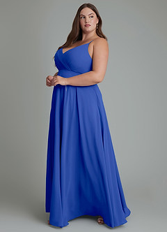 Azazie Amani Abiti da Damigella Abito A-Line in Chiffon Plissettato Blu Reale image11