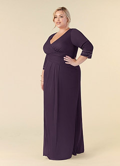 Azazie Rosena Mère de la mariée Robes Robe Fourreau en Maille Plissée Prune image9