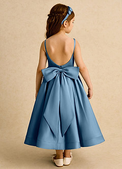 Azazie Babs Flower Girl Dresses Bermuda Ball-Gown Pleated Matte Satin Dress image6