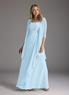 Azazie Weisz Mother of the Bride Dresses Sky Blue A-Line Square Neckline Pleated Chiffon Dress image1