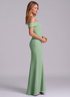 Azazie Luciana Bridesmaid Dresses Matcha Sheath Off the Shoulder Chiffon Convertible Dress image6