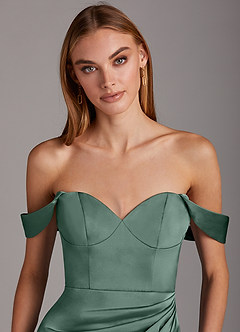 Azazie Mila Final Sale Eucalyptus Sheath Sweetheart Neckline Stretch Satin Convertible Dress image7