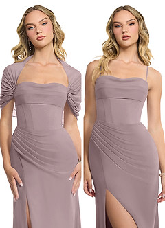 Azazie Zia Vestidos de damas de honor Vestido de Atardecer de Gasa de Corte Recto Convertible con Corte Lateral image8