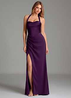 Azazie Serenity Bridesmaid Dresses Grape Mermaid Sweetheart Neckline Stretch Satin Dress image3