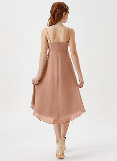 Azazie Mariam Junior Abito A-Line in Chiffon Plissettato Champagne Rosa image2