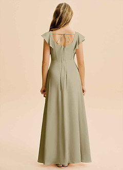 Azazie Bondi Junior Moss Green A-Line Side Slit Stretch Satin Dress image2