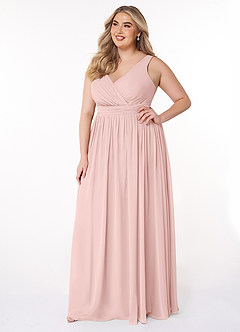 Azazie Kora Bridesmaid Dresses Powder Pink A-Line Pleated Chiffon Dress image9
