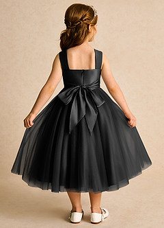 Azazie Dovey Flower Girl Dresses Black Ball-Gown Bow Tulle Dress image3