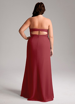 Azazie Leonis Bridesmaid Dresses Pomegranate Sheath Strapless Chiffon Convertible Dress image10