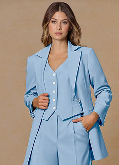 front Rowan Azul Cielo Blazer de alto rendimiento con tejido refinado