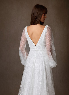 Azazie Gaia Abiti da Sposa Abito A-Line in Perline con Scollo a V Bianco Diamante image4