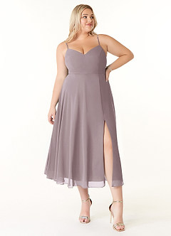 Azazie Clarissa Bridesmaid Dresses Dusk A-Line V-Neck Chiffon Dress image7