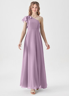 Azazie Arabella Junior Robe Trapèze en Mousseline de soie Rayé Glycine image5
