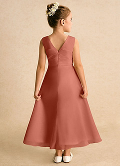 Azazie Edelweiss Flower Girl Dresses Clay A-Line Pleated Chiffon Dress image2