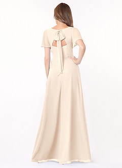 Azazie Kimber Bridesmaid Dresses White Alabaster A-Line Flounce Sleeve Chiffon Dress image5