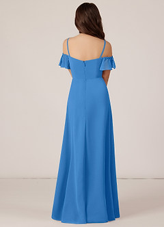 Azazie Juna Junior Blue Jay A-Line Off the Shoulder Chiffon Dress image2
