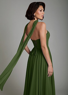 Azazie Petra Bridesmaid Dresses Olive A-Line Corset Chiffon Dress image9