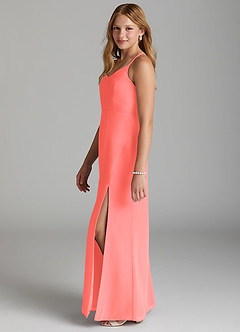 Azazie Becca Junior Robe Sirène en Mousseline de soie Corail image6