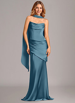 Azazie Pelagia Suknie dla druhen Syrena Gorset Satyna elastyczna Do ziemi Sukienka image2