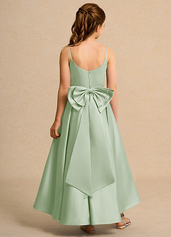 Azazie Sweets Girl Jurken voor bloemenmeisjes A-Lijn Jurk van Mat Satijn Geplooid Stoffige Salie image2