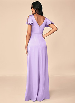 Azazie Soren Robes de demoiselle d'honneur Robe Trapèze en Satin extensible Plissée Lilas image2