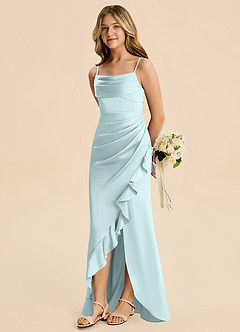 Azazie Mia Junior Meerjungfrau-Linie Plissee Stretch-Satin Kleid Seegrün image4