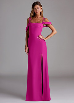 Azazie Callan Bridesmaid Dresses Fuchsia Mermaid Pleated Chiffon Convertible Dress image1