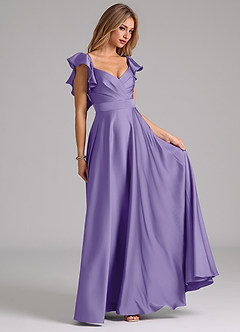 Azazie Leilani Bridesmaid Dresses Tahiti A-Line Ruched Stretch Satin Dress image4
