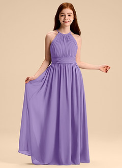 Azazie Malone Junior Vestido de Tahití de Gasa de Corte en A con Plisado image6